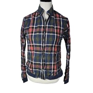 Zara Man Studio Medium Plaid Zip Shirt Lightweight Jacket